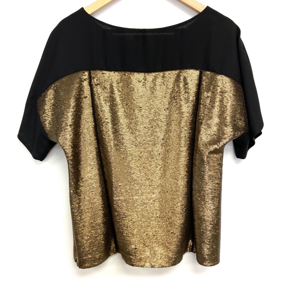 Lafayette 148 | Gold Sequin Dolman Sleeve Blouse - Picture 2 of 5